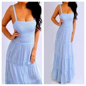 Chic Light Blue Striped Maxi Dress